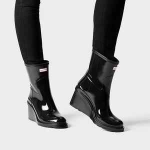 Hunter Black Original Refined Wedge Boots size 6